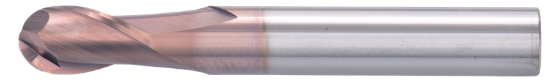 3 mm Solid Carbide End Mill,2 Flutes,Ball Nose,Standard length,For P,H materials,TiSiAlCrN coated