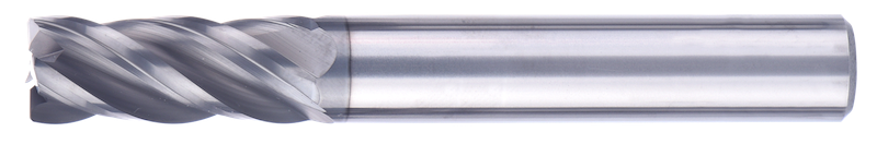 8 mm Solid Carbide End Mill, 0.5 mm Corner Chamfer, 4 Flutes, Radius, Standard length, For P, M, K materials, AlCrN coated