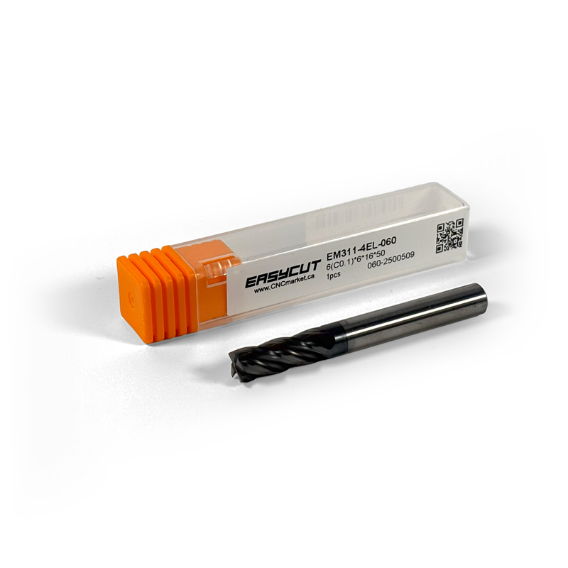 6 mm Solid Carbide End Mill, 4 Flutes, Chamfering, Standard length, For P, M, K materials, AlCrN coated