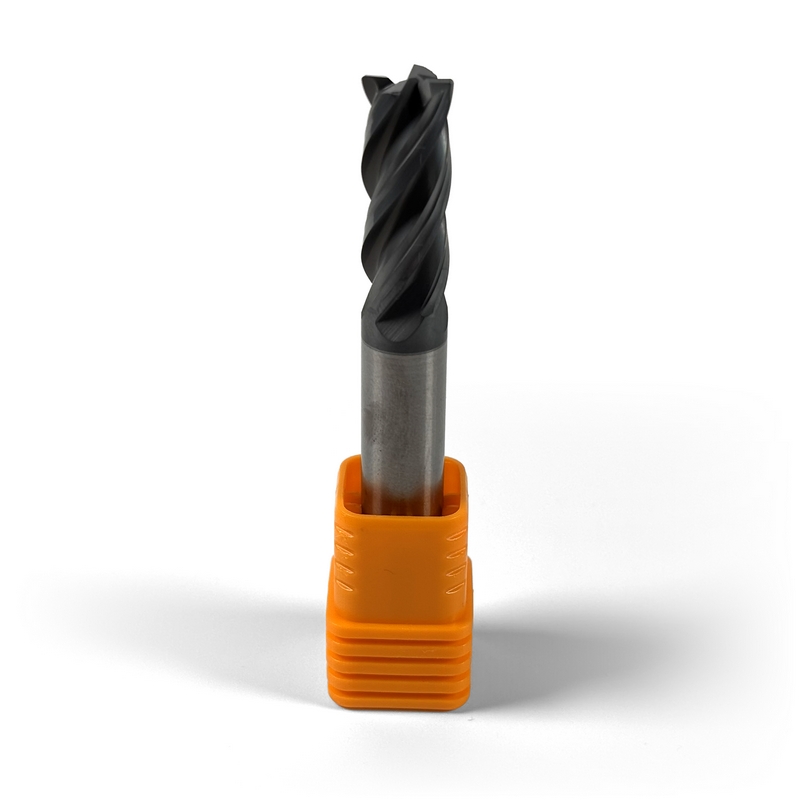 10 mm Solid Carbide End Mill, 0.5 mm Corner Chamfer, 4 Flutes, Radius, Standard length, For P, M, K materials, AlCrN coated