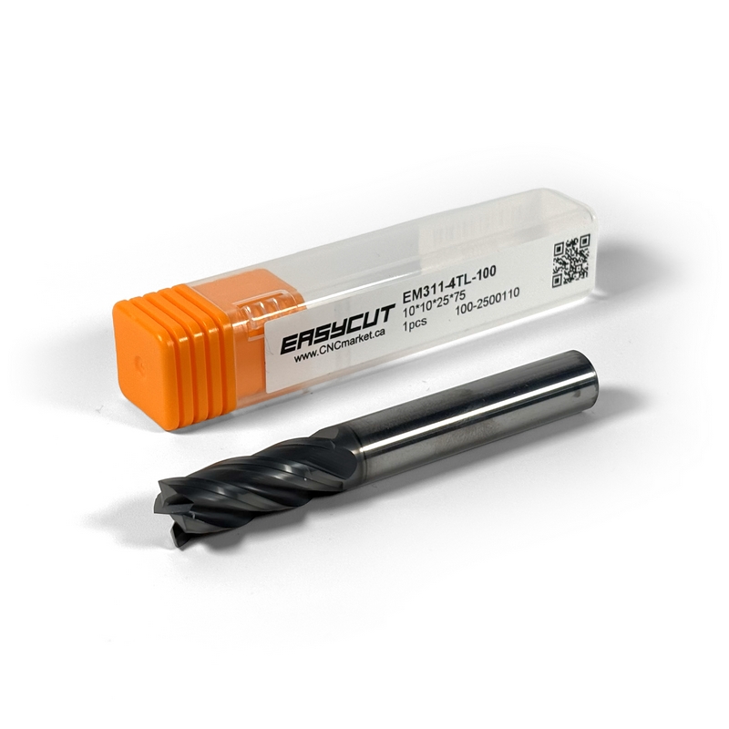 10 mm Solid Carbide End Mill, 4 Flutes, Flat, Standard length, For P, M, K materials, AlCrN coated