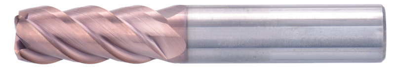 6 mm Solid Carbide End Mill, 1 mm Corner Chamfer, 4 Flutes, Radius, Standard length, For P, H materials, TiSiAlCrN coated