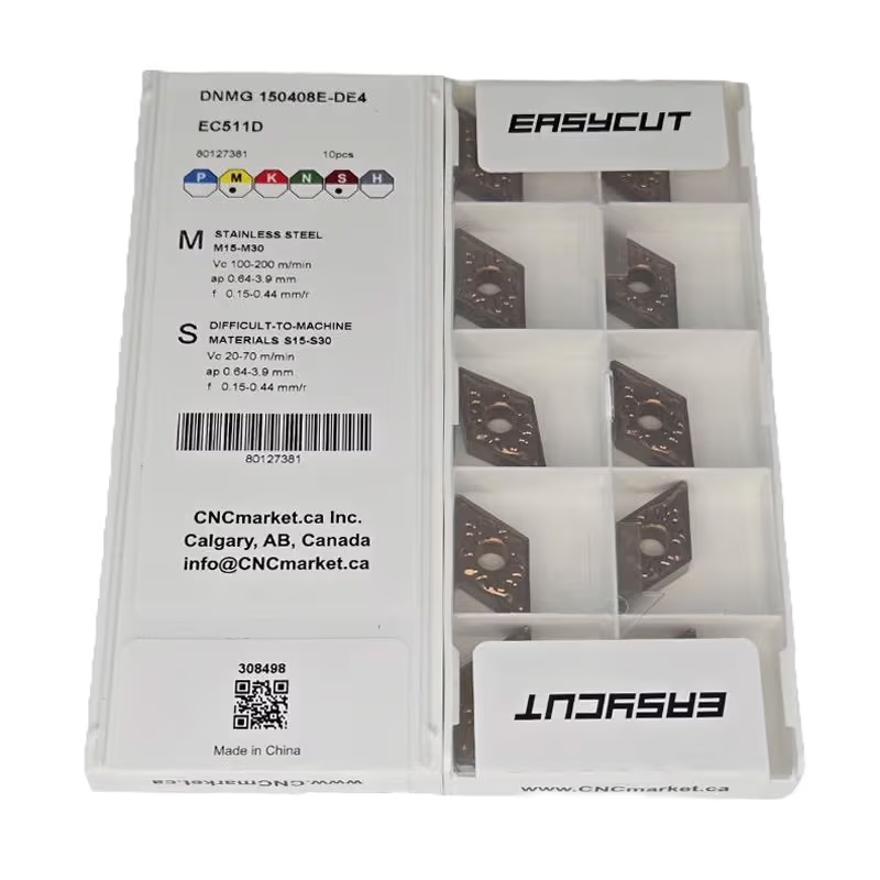 DNMG 150408 Carbide (CVD) Turning Insert, DE4 Medium Chip Breaker, EC511D Grade, for M Materials