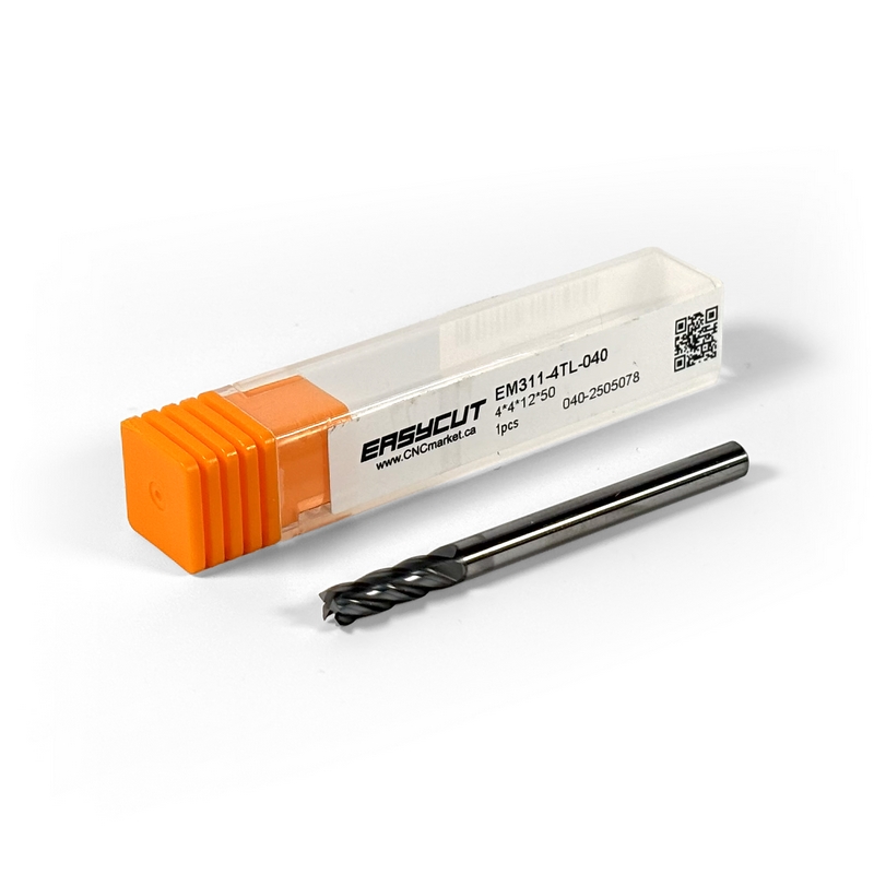 4 mm Solid Carbide End Mill, 4 Flutes, Flat, Standard length, For P, M, K materials, AlCrN coated
